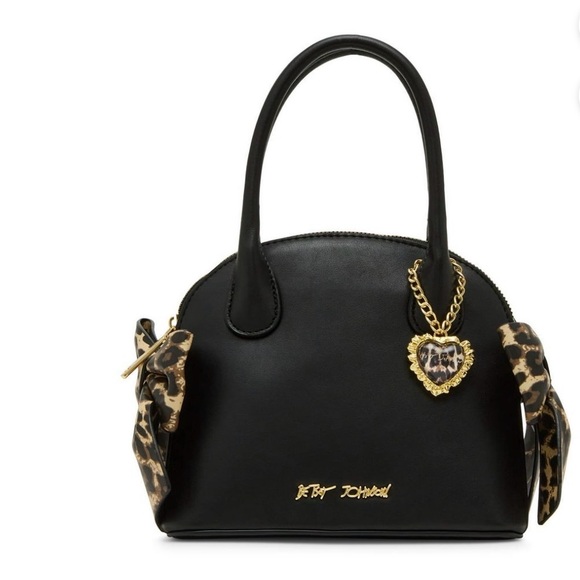 Betsey Johnson Handbags - Betsey Johnson Black Satchel with Leopard Details